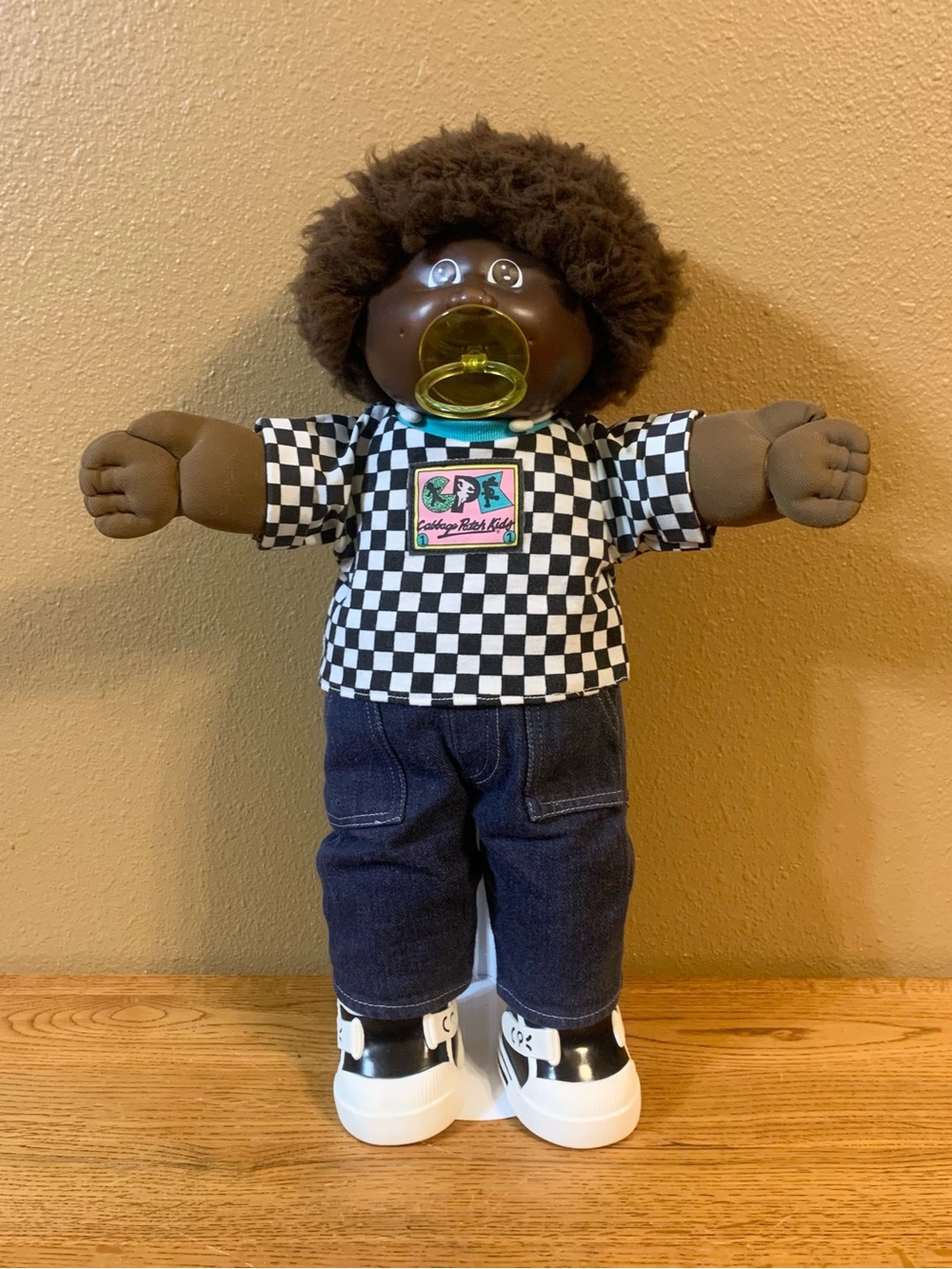 Vintage Cabbage Patch Kids Doll With Fuzzy Shaggy Hair AA Boy Pacifier HM4 Shag